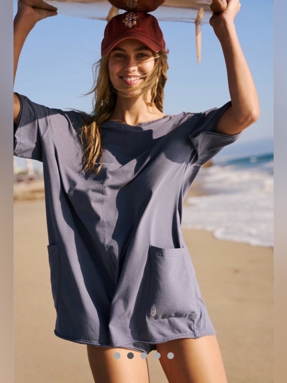 Free People Movement NWT $60 hot shot tee romper blue indigo